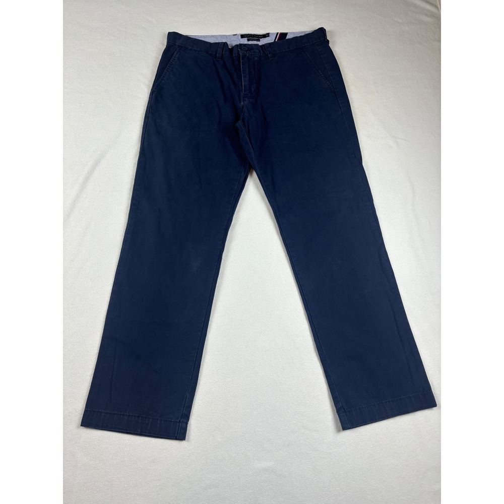 Tommy Hilfiger Mens Custom Fit Chino Pants Navy Blue Cotton Twill 34x30